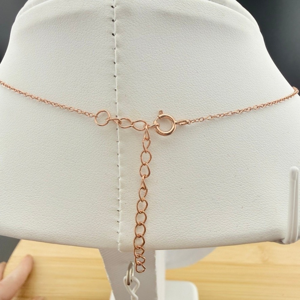 Rose Gold Sterling Silver Heart Pendant Necklace Yellow Crystal Statement Boho - Picture 3 of 6